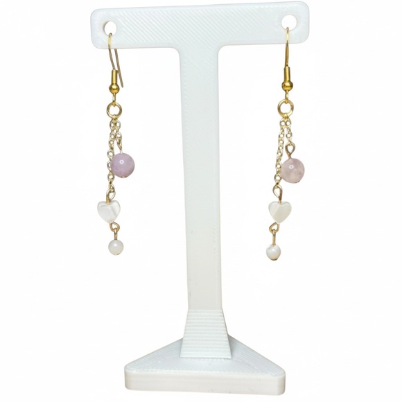 Hand Crafted Jewelry - Lavender Jade and White MOP Earrings